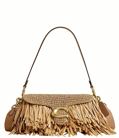 COACH Tabby 26 Straw Fringe Shoulder Bag