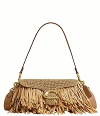 COACH Tabby 26 Straw Fringe Shoulder Bag