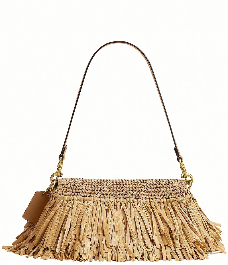 COACH Tabby 26 Straw Fringe Shoulder Bag