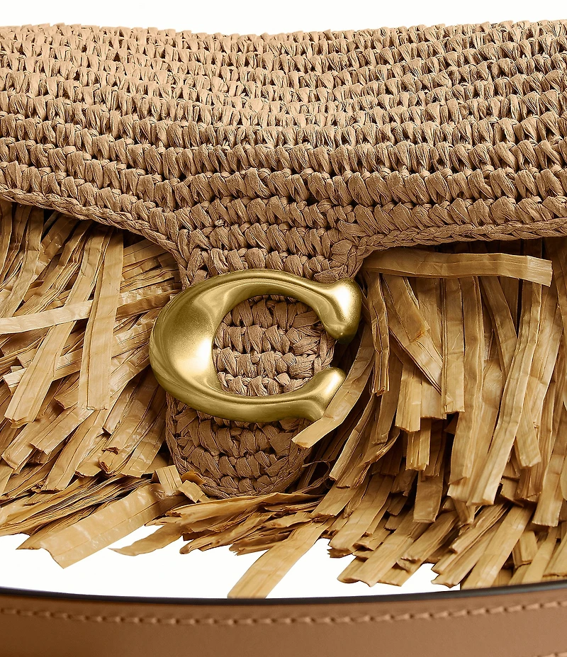 COACH Tabby 26 Straw Fringe Shoulder Bag