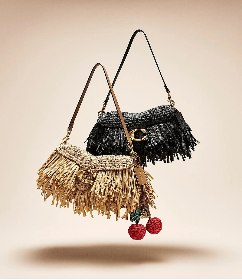 COACH Tabby 26 Straw Fringe Shoulder Bag