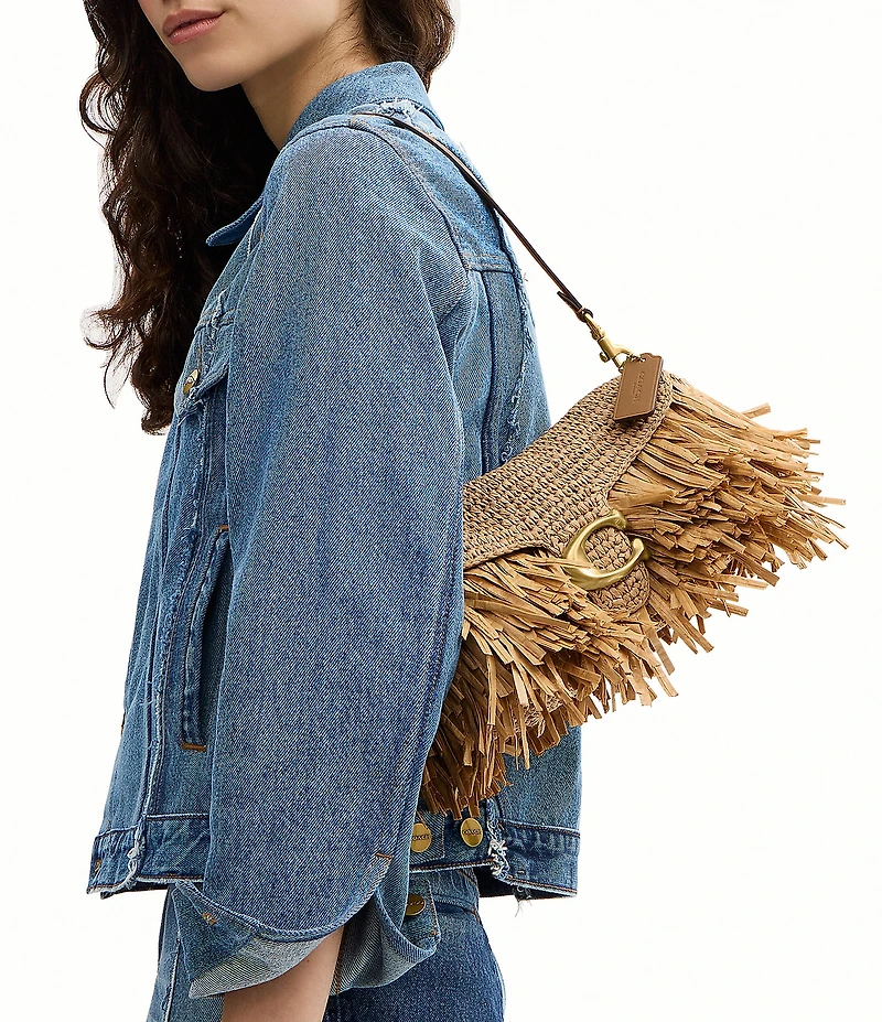 COACH Tabby 26 Straw Fringe Shoulder Bag