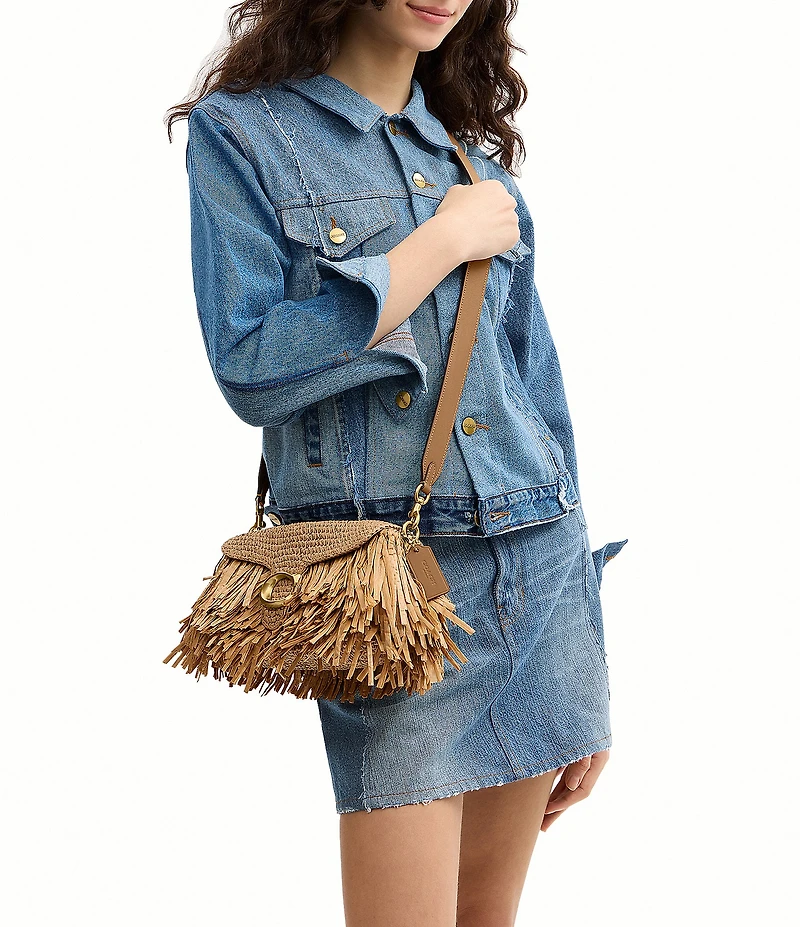 COACH Tabby 26 Straw Fringe Shoulder Bag