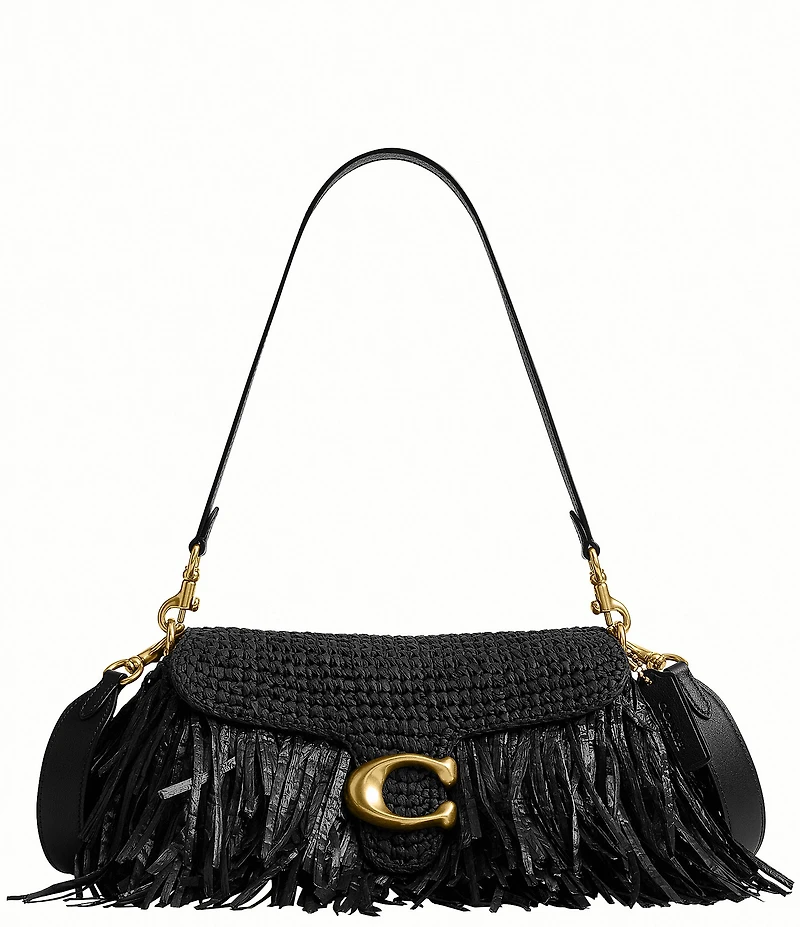 COACH Tabby 26 Straw Fringe Shoulder Bag