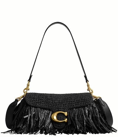 COACH Tabby 26 Straw Fringe Shoulder Bag