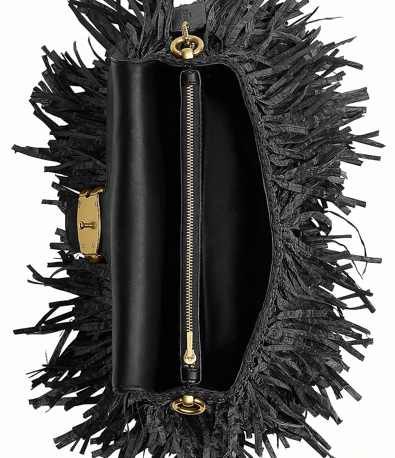 COACH Tabby 26 Straw Fringe Shoulder Bag
