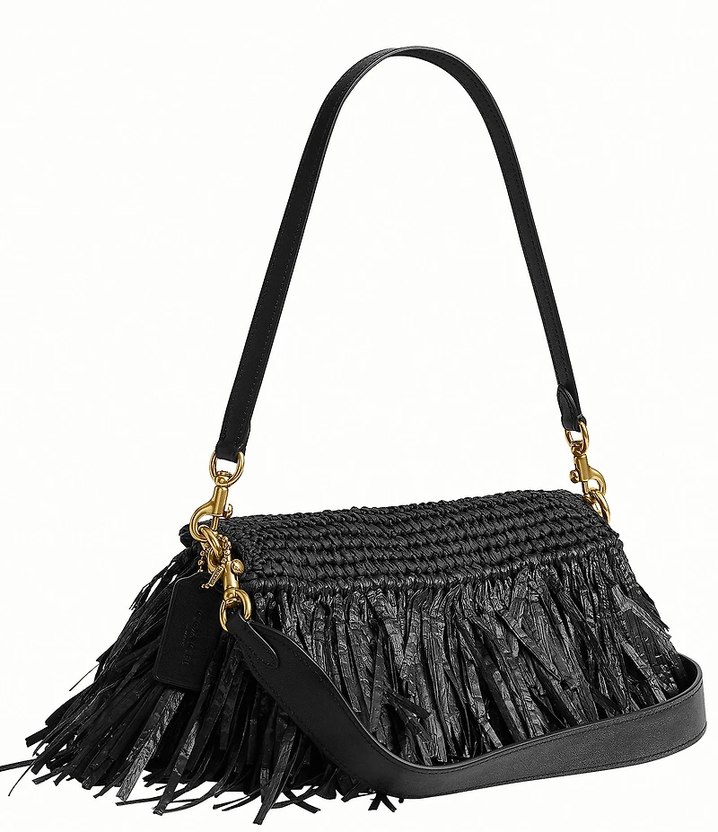 COACH Tabby 26 Straw Fringe Shoulder Bag