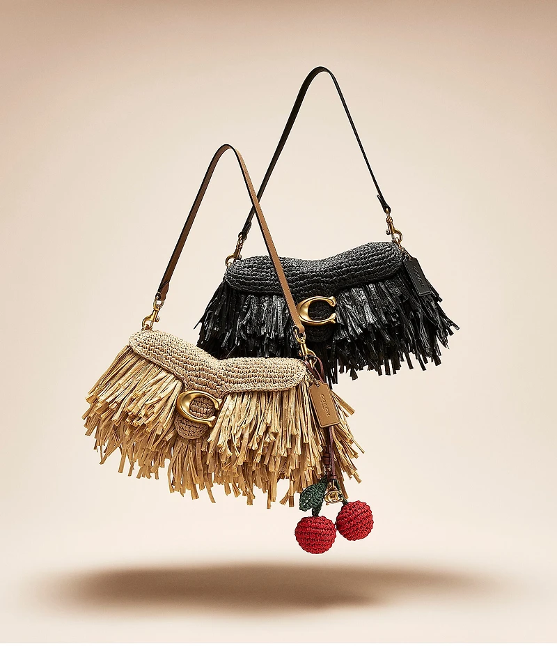 COACH Tabby 26 Straw Fringe Shoulder Bag