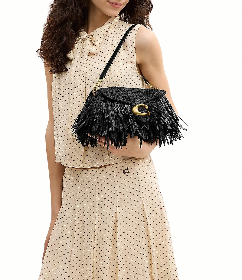 COACH Tabby 26 Straw Fringe Shoulder Bag