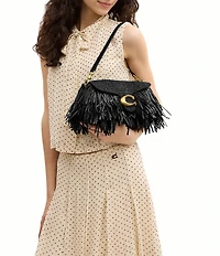 COACH Tabby 26 Straw Fringe Shoulder Bag