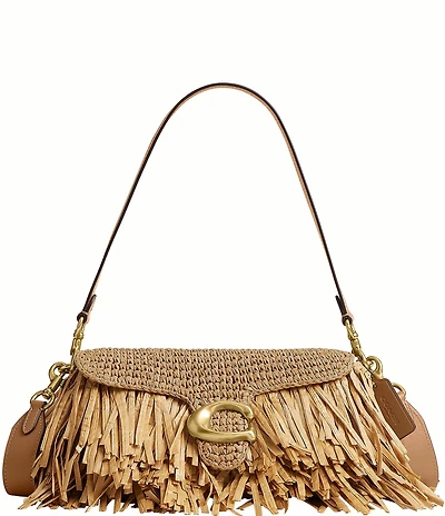 COACH Tabby 26 Straw Fringe Shoulder Bag