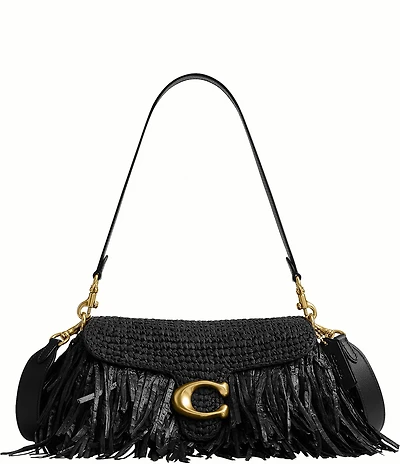 COACH Tabby 26 Straw Fringe Shoulder Bag