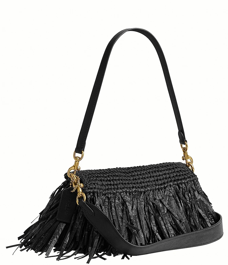 COACH Tabby 26 Straw Fringe Shoulder Bag
