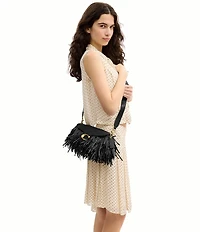 COACH Tabby 26 Straw Fringe Shoulder Bag