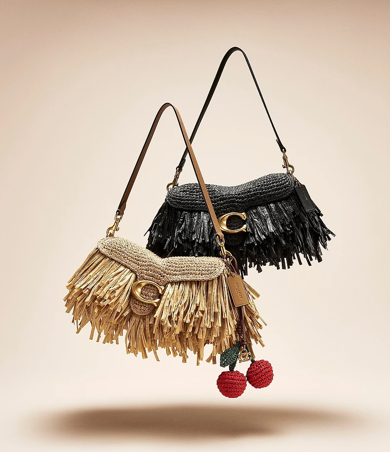 COACH Tabby 26 Straw Fringe Shoulder Bag