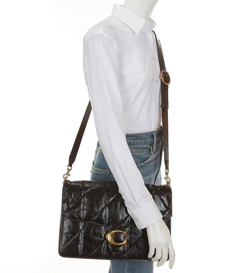 COACH Tabby 35 Quilted Glazed Leather Chain Crossbody Bag