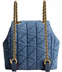 COACH Tabby Denim Quilted Chain Strap Backpack