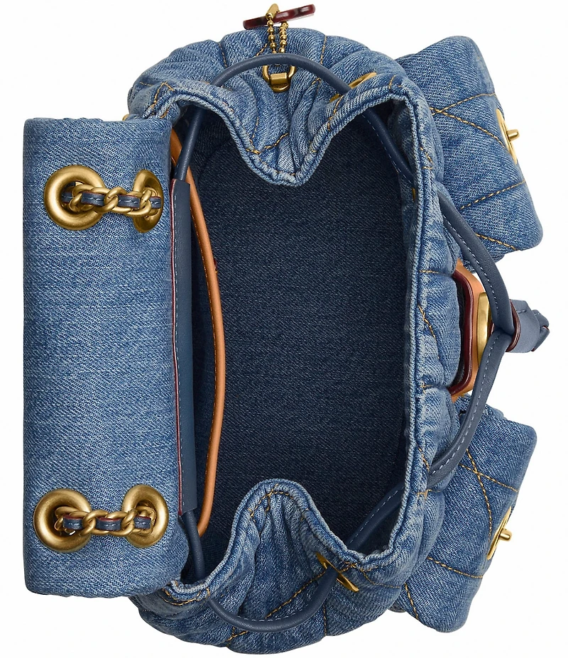 COACH Tabby Denim Quilted Chain Strap Backpack
