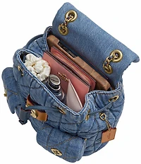COACH Tabby Denim Quilted Chain Strap Backpack