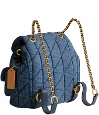 COACH Tabby Denim Quilted Chain Strap Backpack