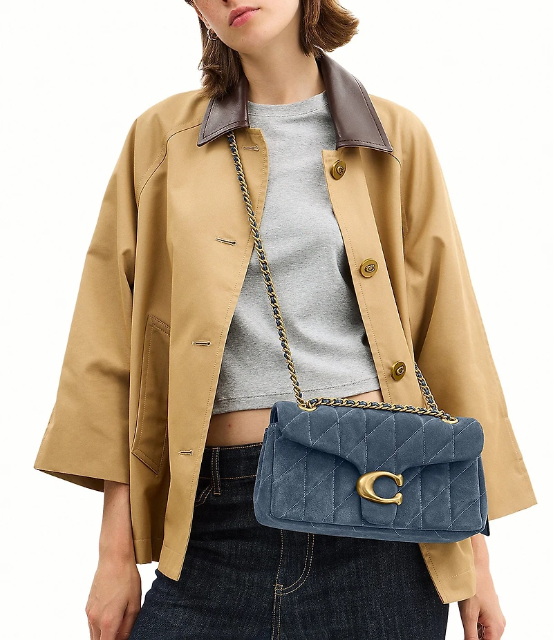COACH Tabby Suede Convertible Shoulder Bag 26 with Quilting