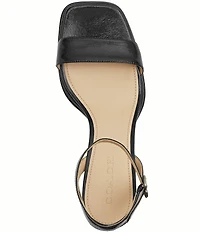 COACH Tea Rose Glazed Leather Ankle Strap Platform Sandals