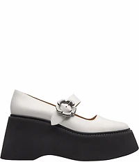 COACH Tea Rose Leather Platform Floral Hardware Mary Jane Pumps