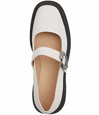 COACH Tea Rose Leather Platform Floral Hardware Mary Jane Pumps