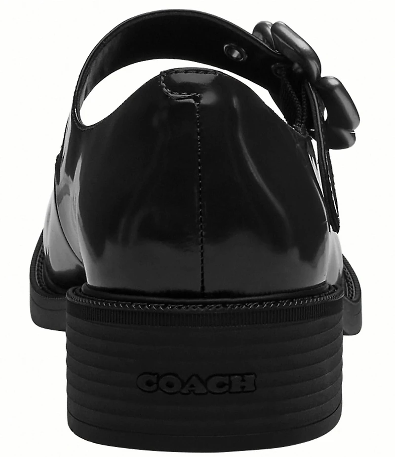 COACH Tea Rose Leather Square Toe Floral Hardware Mary Jane Pumps