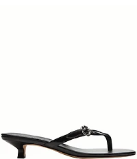 COACH Tea Rose Leather Thong Kitten Heel Sandals