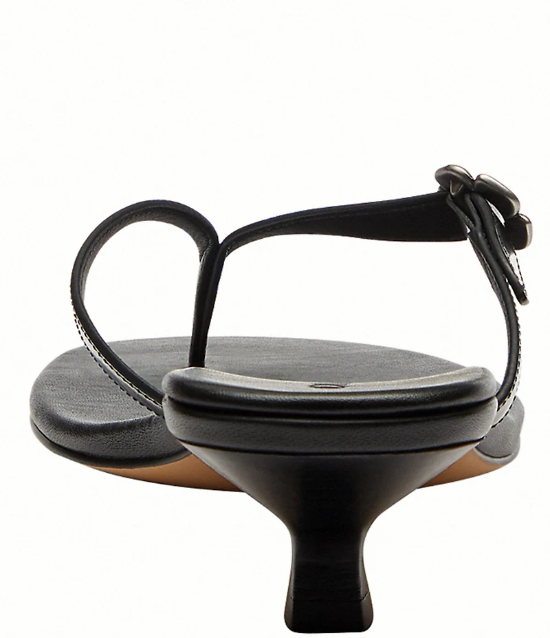 COACH Tea Rose Leather Thong Kitten Heel Sandals