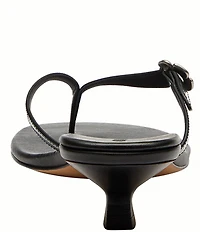 COACH Tea Rose Leather Thong Kitten Heel Sandals