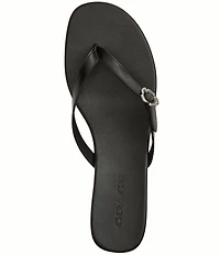 COACH Tea Rose Leather Thong Kitten Heel Sandals