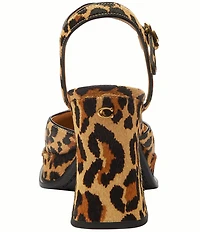 COACH Tea Rose Leopard Print Calf Hair Ankle Strap Platform Pumps