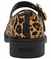 COACH Tea Rose Leopard Print Hair Calf Floral Hardware Mary Jane Pumps
