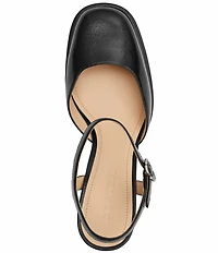 COACH Tea Rose Patent Leather Ankle Strap Block Heel Pumps