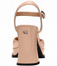 COACH Tea Rose Patent Leather Ankle Strap Block Heel Pumps