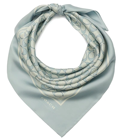 COACH Textured Signature C Printed Silk Square Scarf