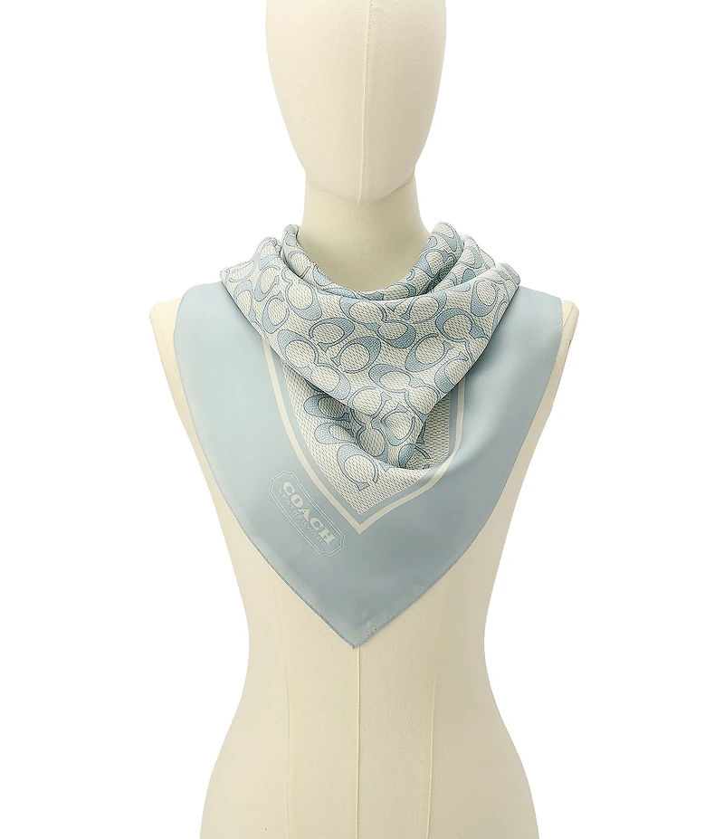 COACH Textured Signature C Printed Silk Square Scarf