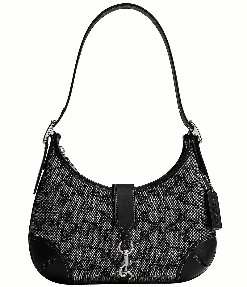 COACH The Coach Originals Hamptons 2005 Crystal Signature Jacquard Contrast Trim Hobo Shoulder Bag