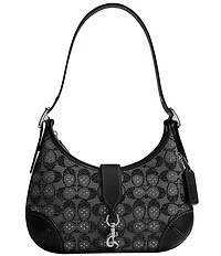 COACH The Coach Originals Hamptons 2005 Crystal Signature Jacquard Contrast Trim Hobo Shoulder Bag