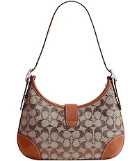COACH The Coach Originals Hamptons 2005 Crystal Signature Jacquard Contrast Trim Hobo Shoulder Bag