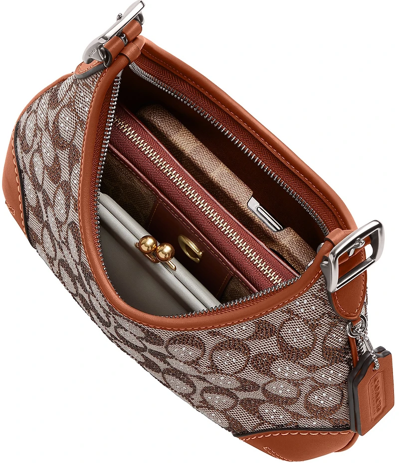 COACH The Coach Originals Hamptons 2005 Crystal Signature Jacquard Contrast Trim Hobo Shoulder Bag