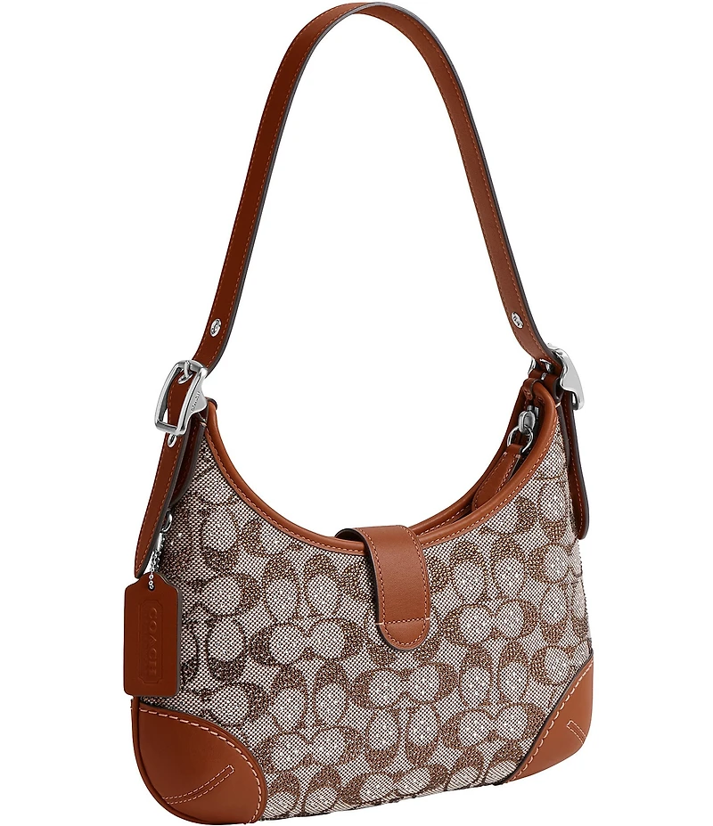 COACH The Coach Originals Hamptons 2005 Crystal Signature Jacquard Contrast Trim Hobo Shoulder Bag