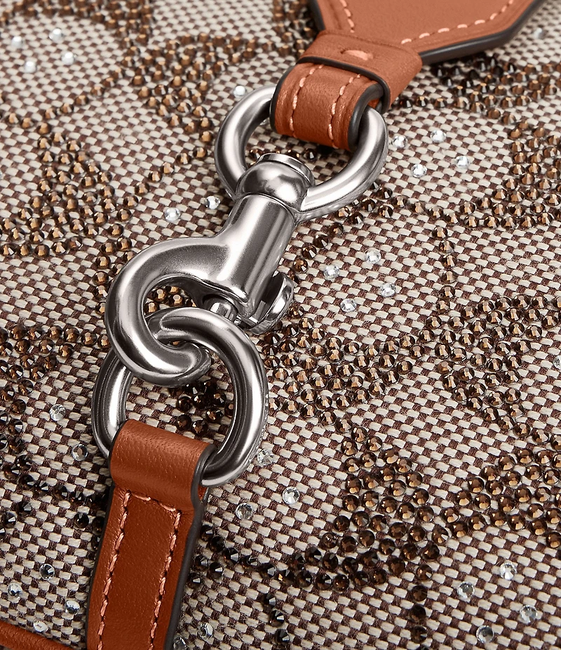COACH The Coach Originals Hamptons 2005 Crystal Signature Jacquard Contrast Trim Hobo Shoulder Bag