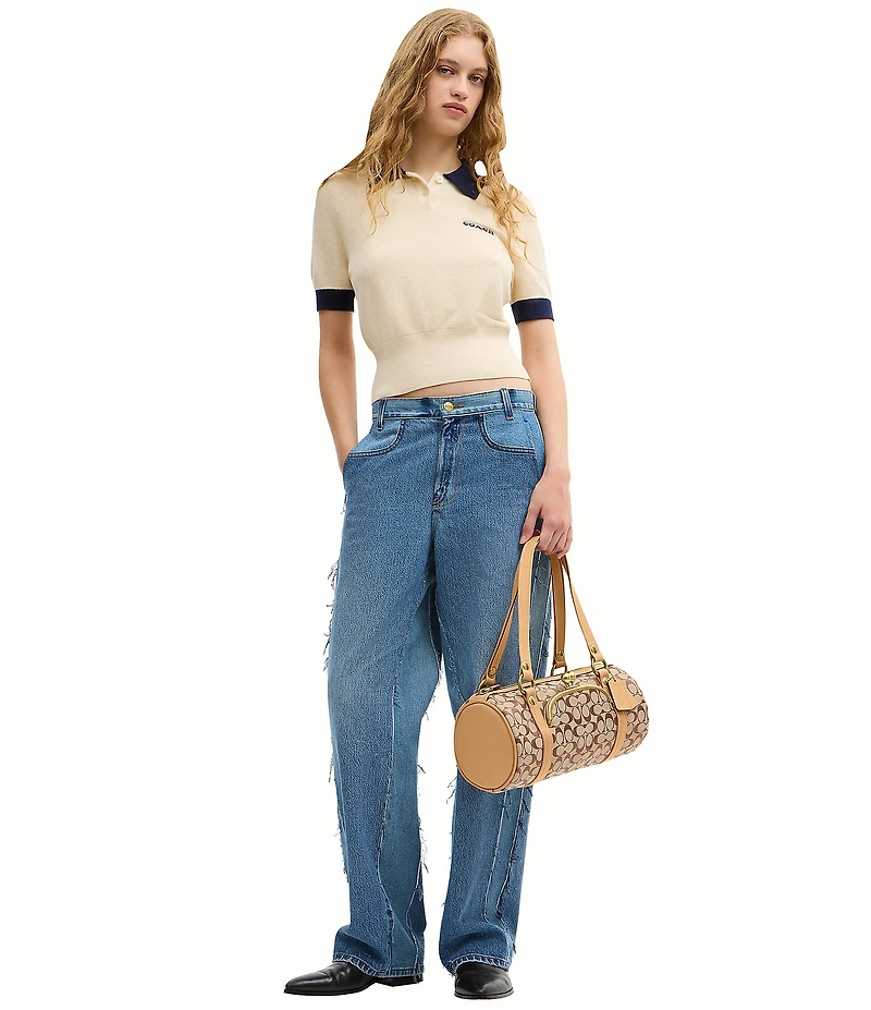 COACH The Coach Originals Signature Jacquard Kisslock Barrel Shoulder Bag