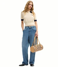 COACH The Coach Originals Signature Jacquard Kisslock Barrel Shoulder Bag