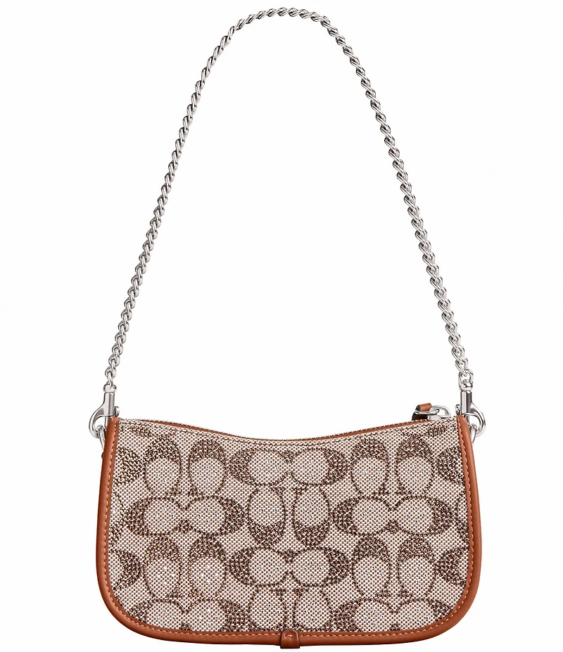COACH The Coach Originals Swinger 20 In Crystal Signature Jacquard Contrast Trim Shoulder Bag