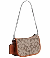 COACH The Coach Originals Swinger 20 In Crystal Signature Jacquard Contrast Trim Shoulder Bag
