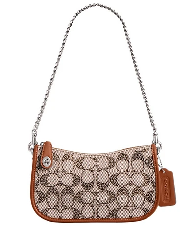 COACH The Coach Originals Swinger 20 In Crystal Signature Jacquard Contrast Trim Shoulder Bag
